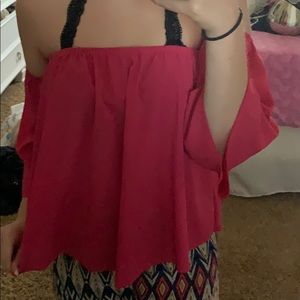 Pink off the shoulder blouse